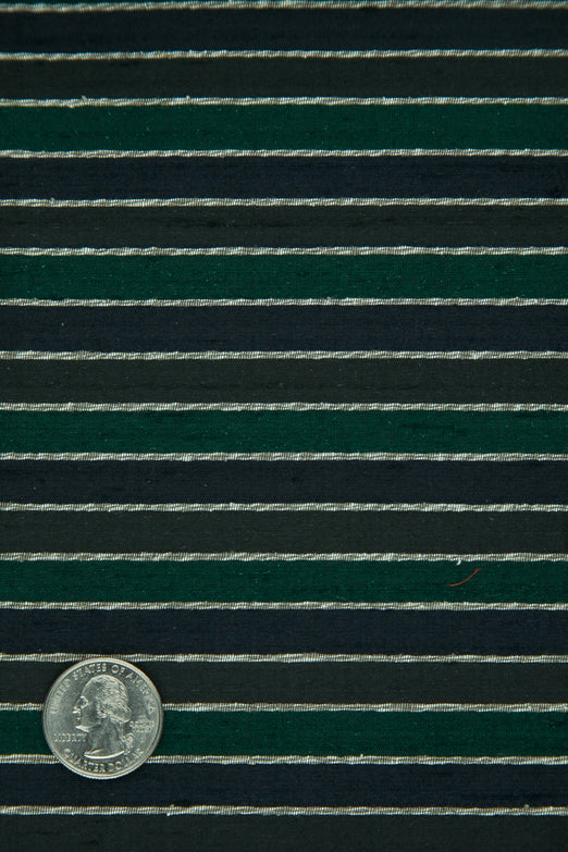 Black Green 368 Striped Silk Shantung