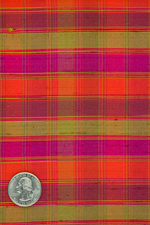 Multicolor Tartan Silk Shantung 374 Fabric