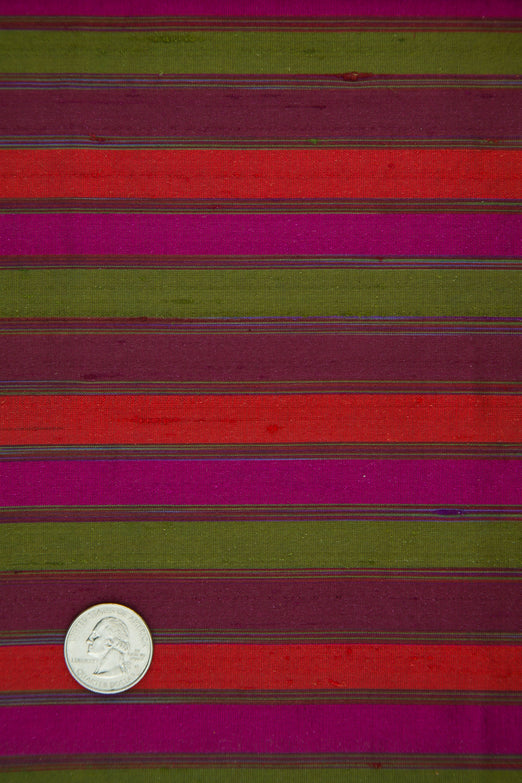 Multicolor Striped Silk Shantung 375 Fabric