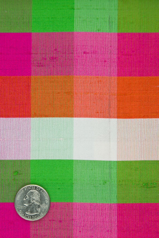 Multicolor Plaid Silk Shantung 382 Fabric