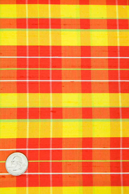 Red Yellow Tartan 384 Silk Shantung