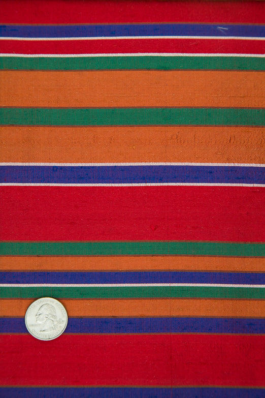 Multicolor Striped Silk Shantung 385 Fabric