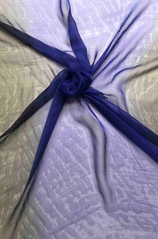 Royal Blue/Black/Charcoal Ombre Silk Chiffon 3D-1024 Fabric