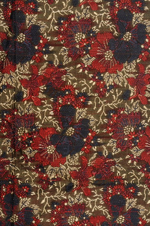 Red Blue Silk Brocade Fabric