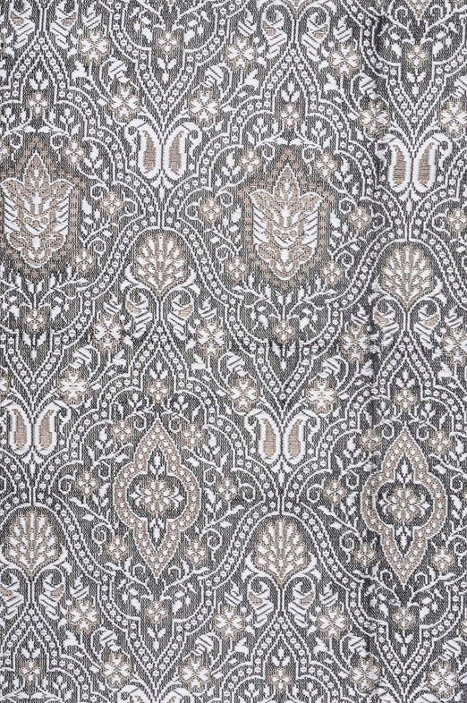Charcoal Grey Silk Brocade Fabric