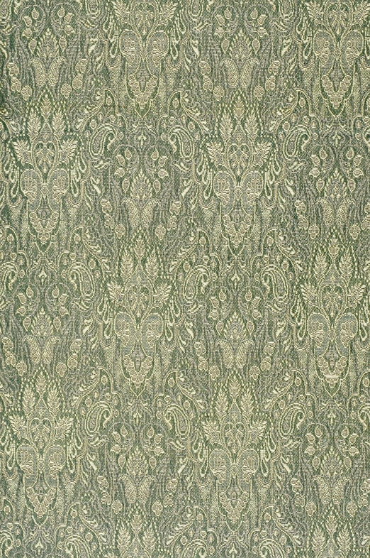 Green Gold Silk Brocade Fabric