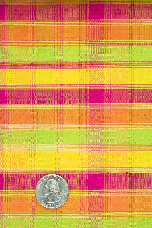 Multicolor Plaid Silk Shantung 411 Fabric