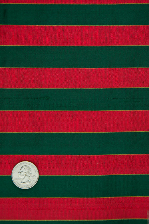 Red Green 442 Striped Silk Shantung