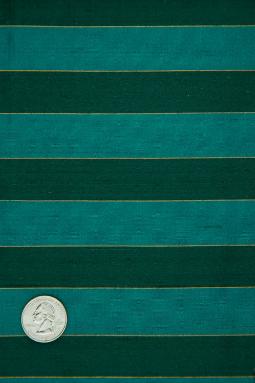 Green Turquoise 443 Striped Silk Shantung