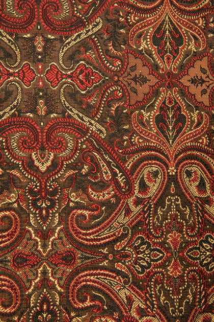 Red/Black Silk Brocade 490 Fabric By The Yard