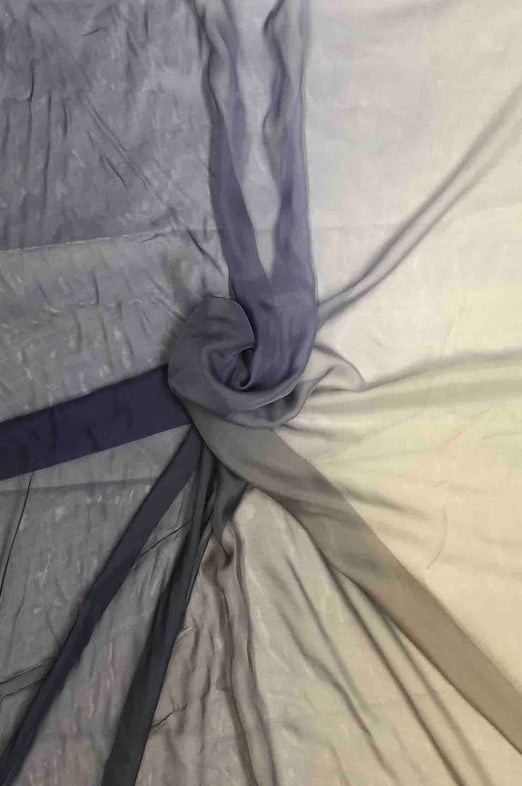 Wild Dove/Bijou Blue/Periwinkle/Bleached Denim Ombre Silk Chiffon 4D-1037 Fabric