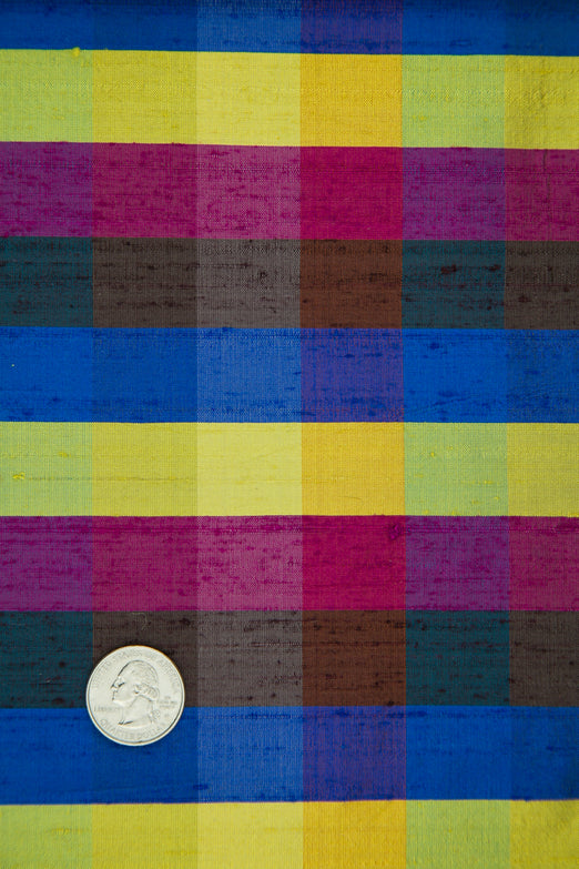 Multicolor Plaid Silk Shantung 557 Fabric