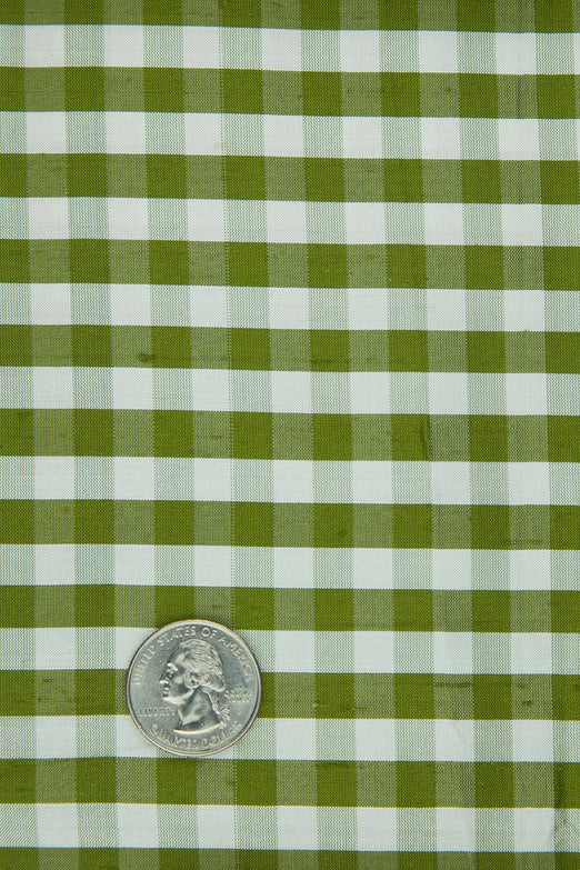 Green Moss Gingham Shantung 560 Fabric