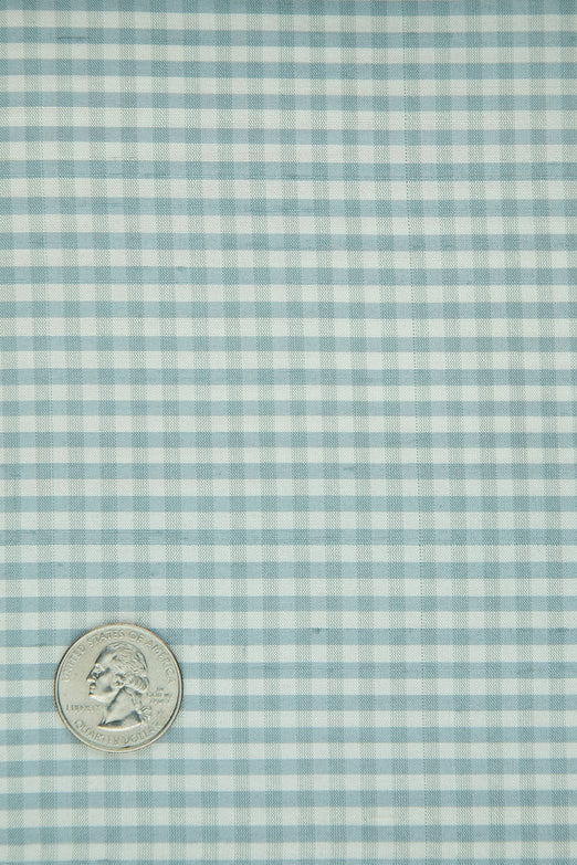 Baby Blue Gingham Shantung 616 Fabric