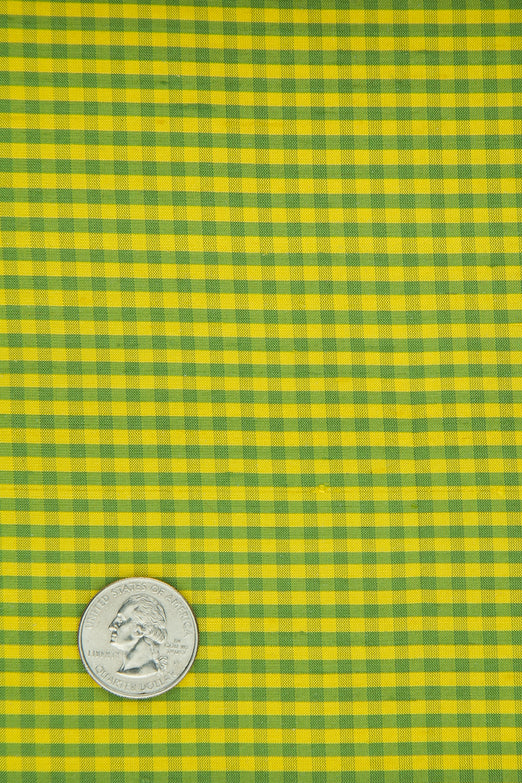 Green Yellow Gingham Shantung 627 Fabric