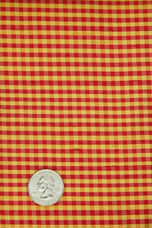 Red Yellow Gingham Shantung 629 Fabric