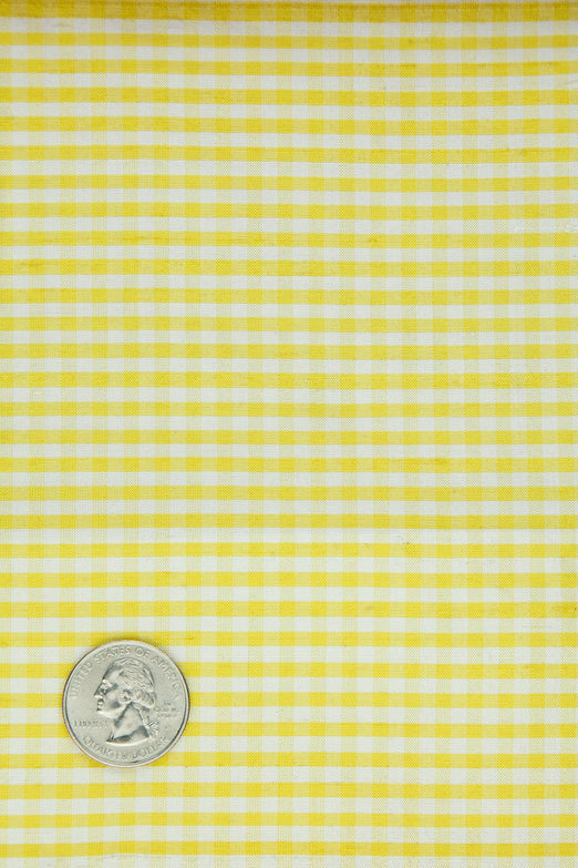 Yellow White Gingham Shantung 630 Fabric