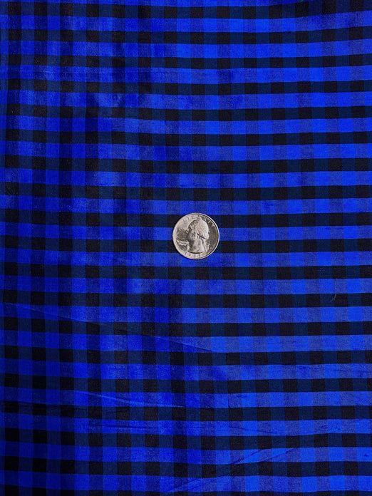 Blue Black Gingham Shantung 724 Fabric