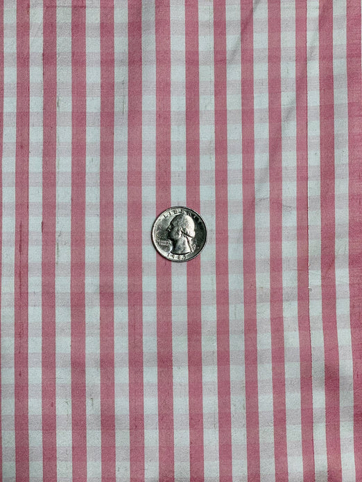 Rose Pink White Gingham Shantung 741 Fabric