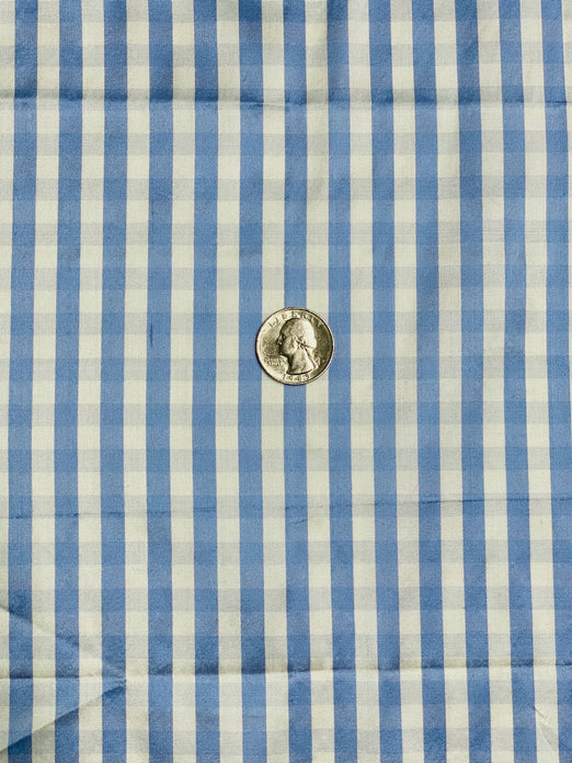 Periwinkle Blue White Gingham Shantung 742 Fabric