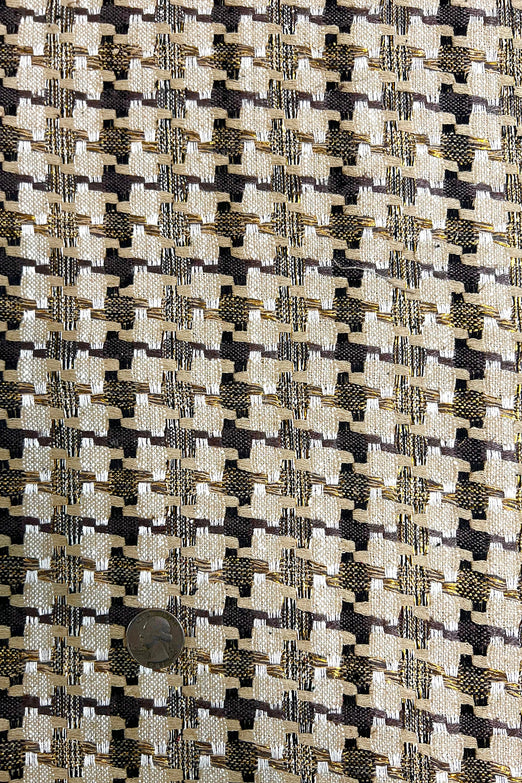 Beige/Black/Gold Silk Tweed Fabric