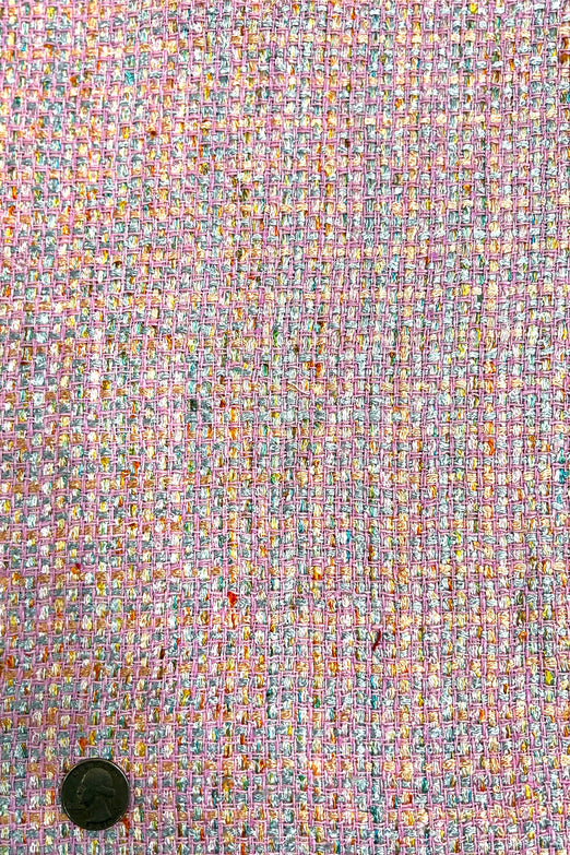 Pink Multicolor Silk Tweed Fabric