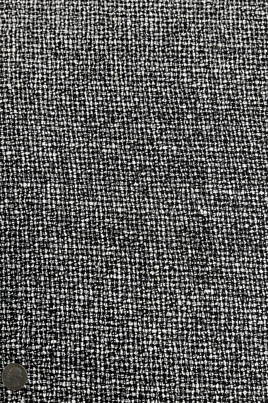 Black/White Silk Tweed Fabric