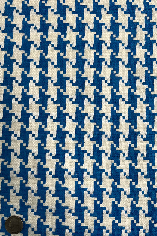 Blue/White Silk Tweed Fabric