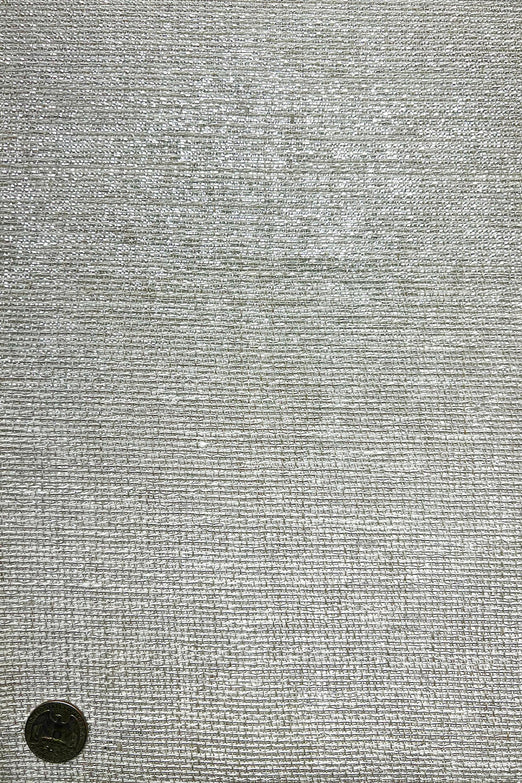 Silver Metallic Silk Tweed Fabric