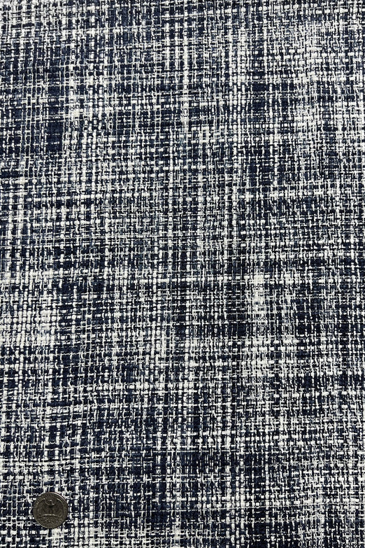 Denim Blue Silk Tweed Fabric