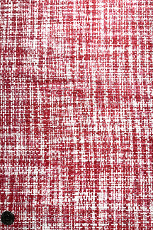 Red/White Silk Tweed Fabric