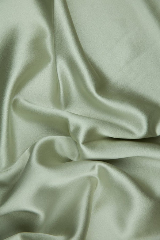 Silver Green Silk Crepe Back Satin Fabric