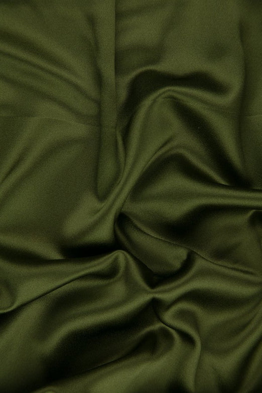 Olive Branch Silk Crepe Back Satin Fabric