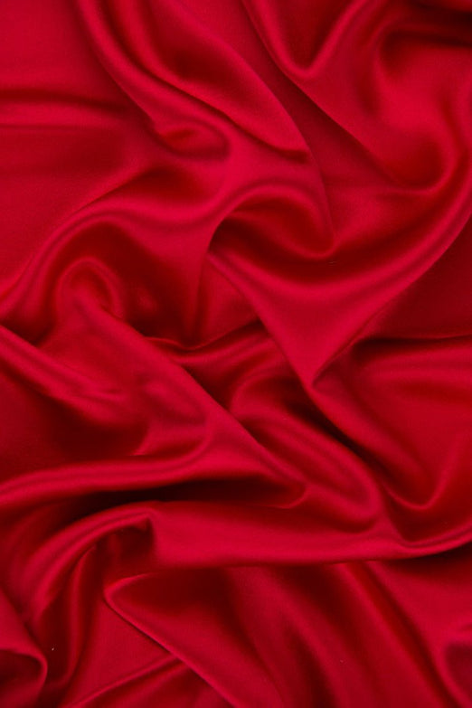 Tomato Red Silk Crepe Back Satin Fabric