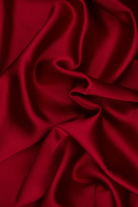 Garnet Red Silk Crepe Back Satin Fabric