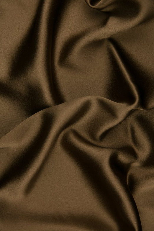 Tobacco Brown Silk Crepe Back Satin Fabric