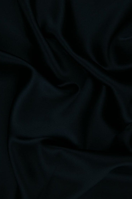 Midnight Navy Silk Crepe Back Satin Fabric