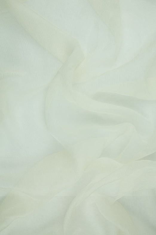 Whisper White Silk Crinkled Chiffon Fabric