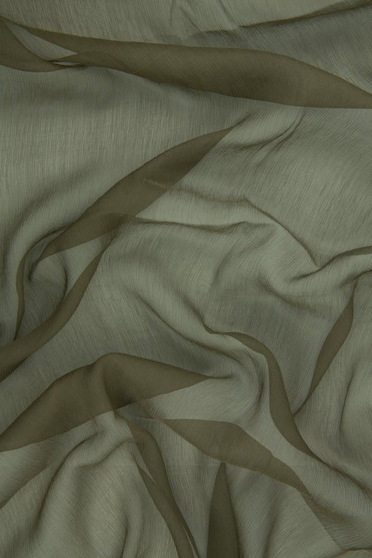 Dark Earth Silk Crinkled Chiffon Fabric