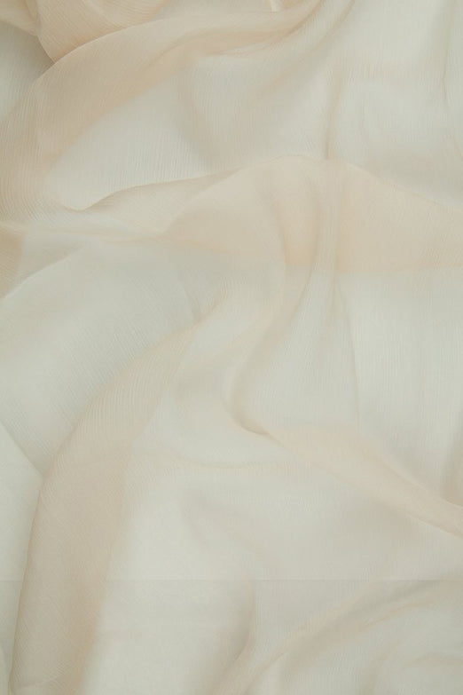 Mother of Pearl Silk Crinkled Chiffon Fabric