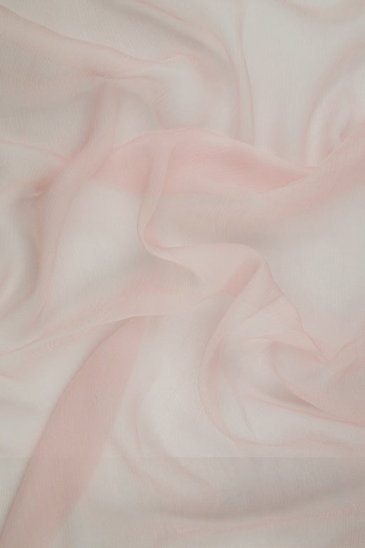 Peachy Pink Silk Crinkled Chiffon Fabric