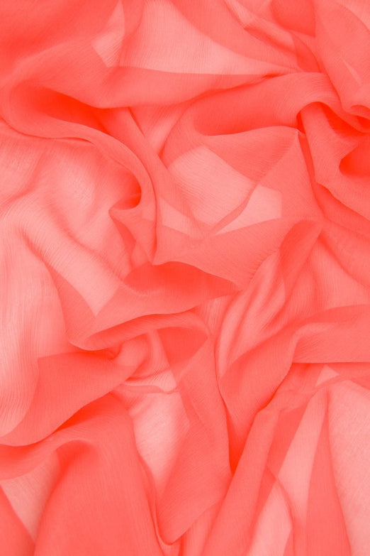 Georgia Peach Silk Crinkled Chiffon Fabric