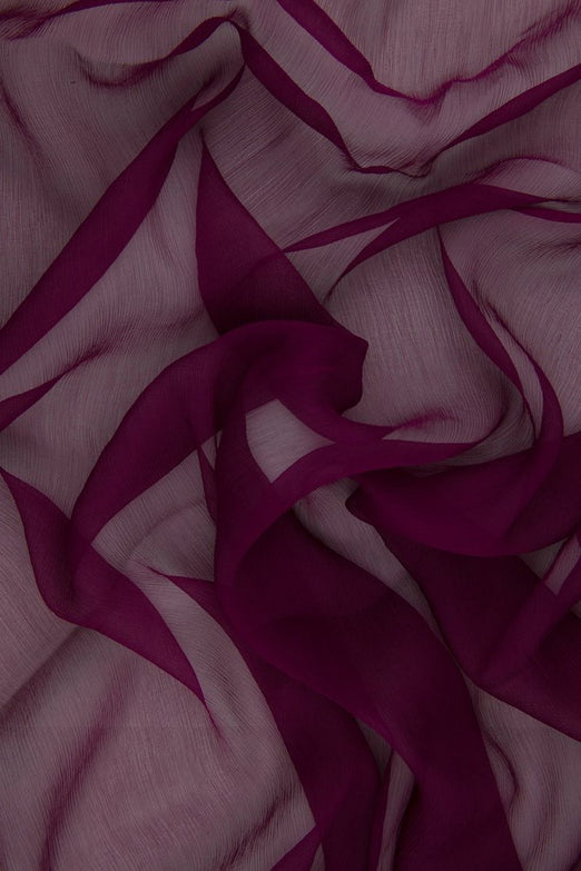 Magenta Purple Silk Crinkled Chiffon Fabric