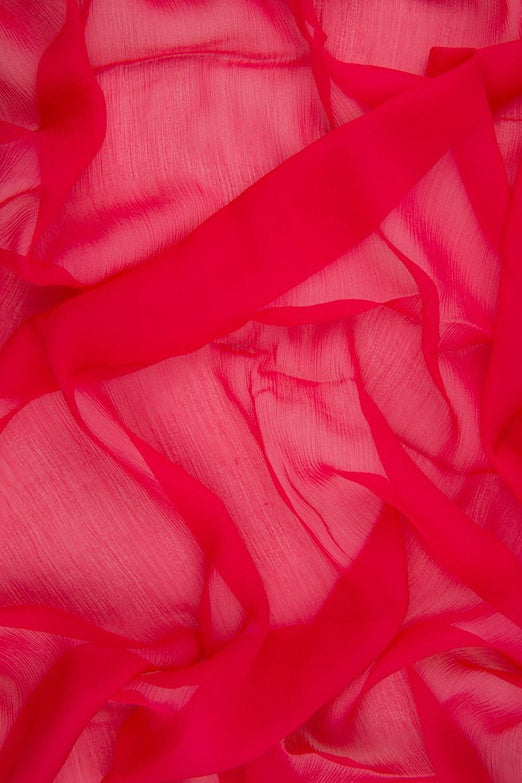 Raspberry Silk Crinkled Chiffon Fabric