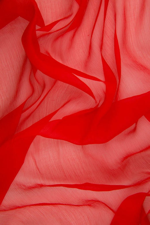 Scarlet Red Silk Crinkled Chiffon Fabric