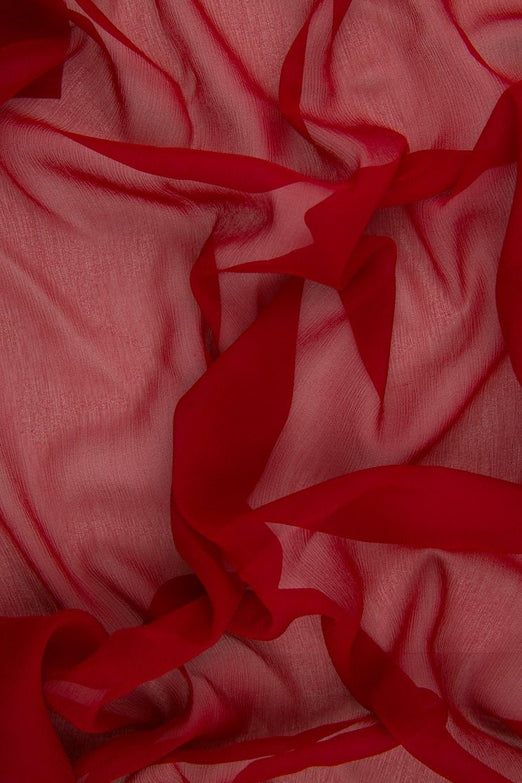 Lipstick Red Silk Crinkled Chiffon Fabric