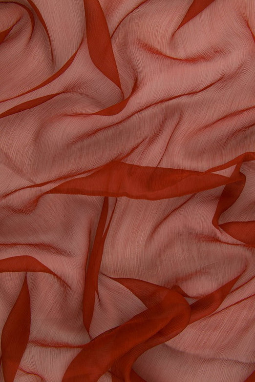 Rust Silk Crinkled Chiffon Fabric