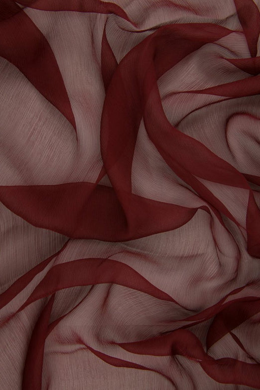 Reddish Brown Silk Crinkled Chiffon Fabric