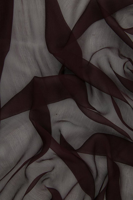 Dark Maroon Silk Crinkled Chiffon Fabric