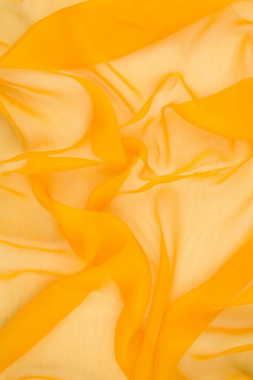 Saffron Silk Crinkled Chiffon Fabric